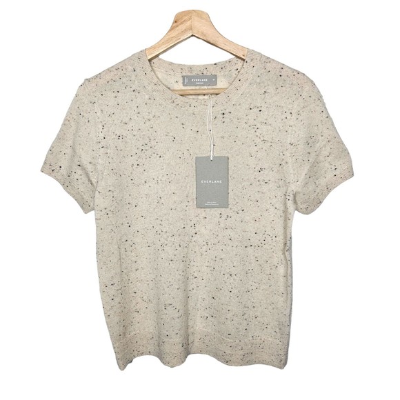 Everlane Sweaters - EVERLANE The Cashmere Sweater Tee Short Sleeve Beige Speckled